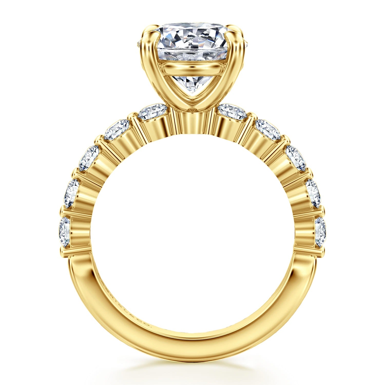Gabriel & Co. Silvey - 14K Yellow Gold Round Single Prong Diamond Engagement Ring 9mm 3/4ctw