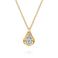 Gabriel & Co. Fiora - 14K White and Yellow Gold Diamond Teardrop Pendant Necklace .19CTW