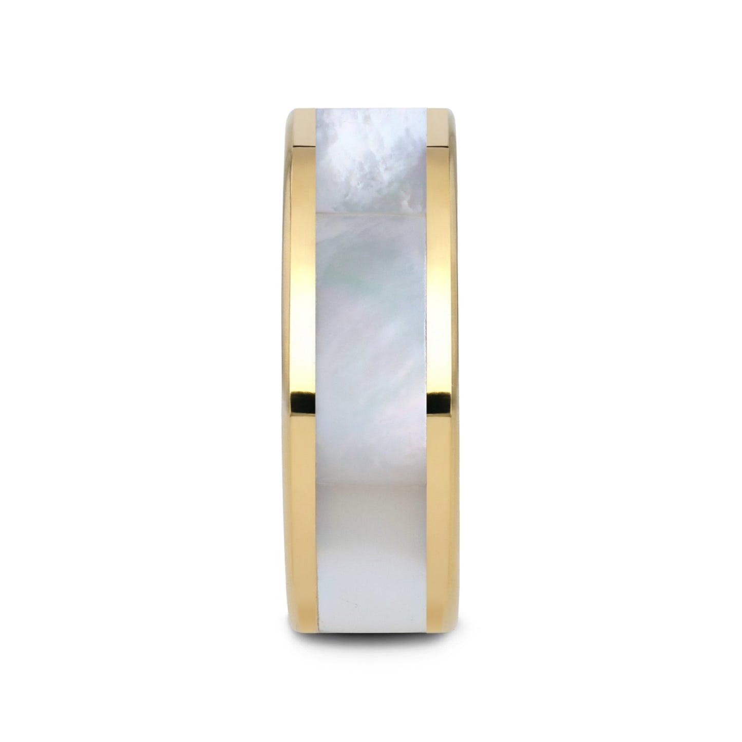 GRACE Gold-Plated Tungsten Wedding Band with White Abalone Inlay - 8mm