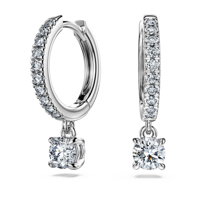 Eternity drop earrings Lab-grown diamonds 0.7 ct tw, Round shape, 14K white gold