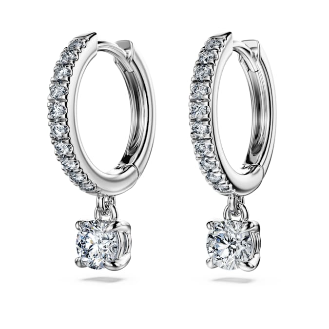 Eternity drop earrings Lab-grown diamonds 0.7 ct tw, Round shape, 14K white gold