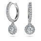 Eternity drop earrings Lab-grown diamonds 1.1 ct tw, Round shape, 14K white gold