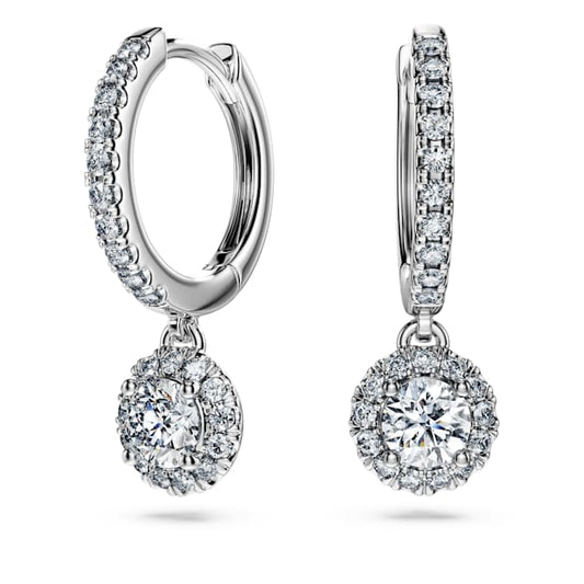 Eternity drop earrings Lab-grown diamonds 1.1 ct tw, Round shape, 14K white gold