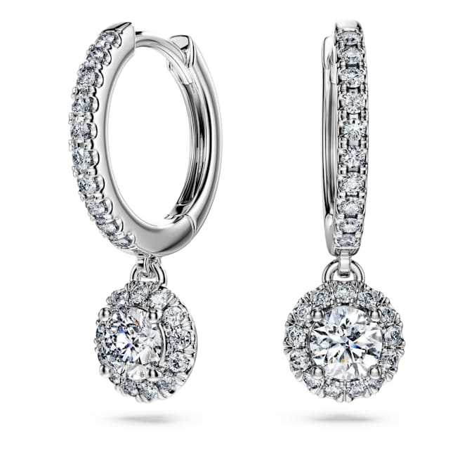 Eternity drop earrings Lab-grown diamonds 1.1 ct tw, Round shape, 14K white gold