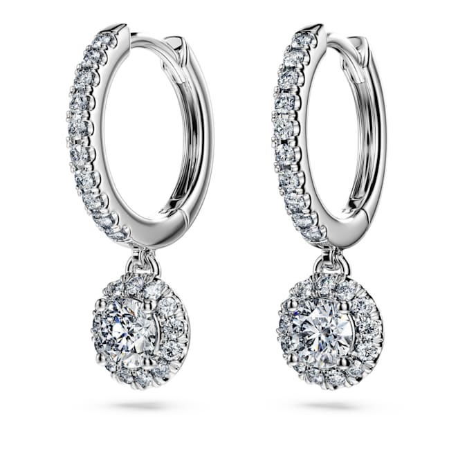 Eternity drop earrings Lab-grown diamonds 1.1 ct tw, Round shape, 14K white gold