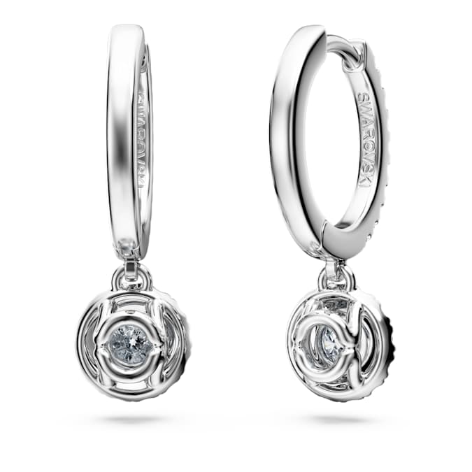 Eternity drop earrings Lab-grown diamonds 1.1 ct tw, Round shape, 14K white gold