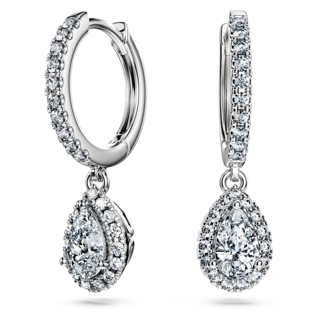 Eternity drop earrings Lab-grown diamonds 1.25 ct tw, Mixed shapes, 14K white gold