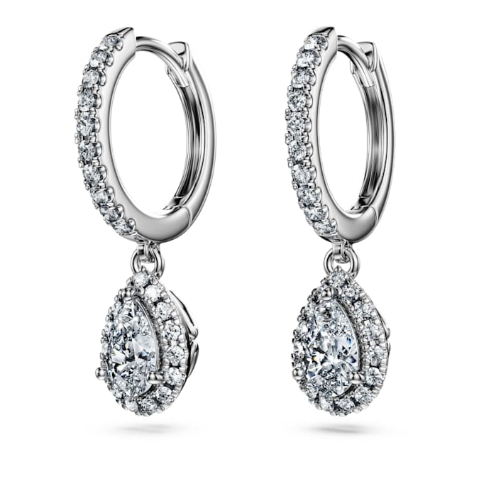 Eternity drop earrings Lab-grown diamonds 1.25 ct tw, Mixed shapes, 14K white gold