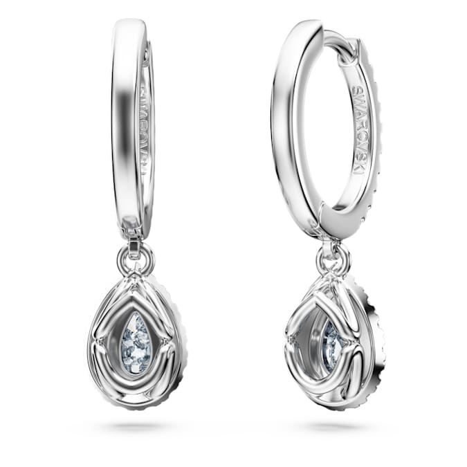 Eternity drop earrings Lab-grown diamonds 1.25 ct tw, Mixed shapes, 14K white gold