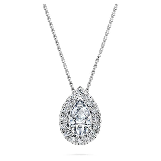 Eternity halo solitaire pendant Lab-grown diamonds 1 ct tw, Pear shape, 14K white gold