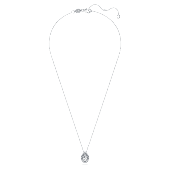 Eternity halo solitaire pendant Lab-grown diamonds 1 ct tw, Pear shape, 14K white gold