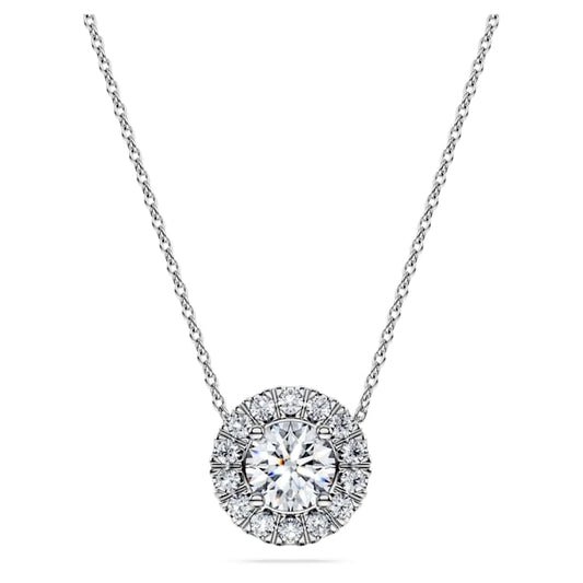 Eternity halo solitaire pendant Lab-grown diamonds 1 ct tw, Round shape, 14K white gold