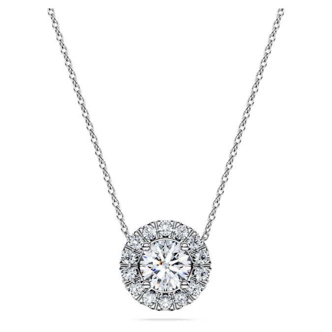 Eternity halo solitaire pendant Lab-grown diamonds 1 ct tw, Round shape, 14K white gold
