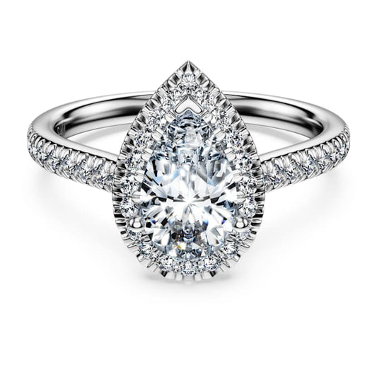 Eternity halo solitaire ring Lab-grown diamonds 1.3 ct tw, Mixed shapes, 14K white gold