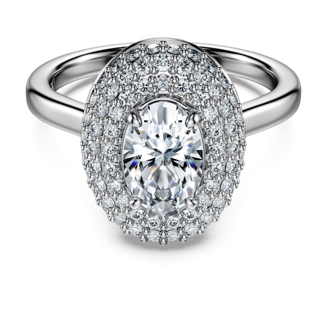 Eternity halo solitaire ring Lab-grown diamonds 1.5 ct tw, Mixed shapes, 14K white gold