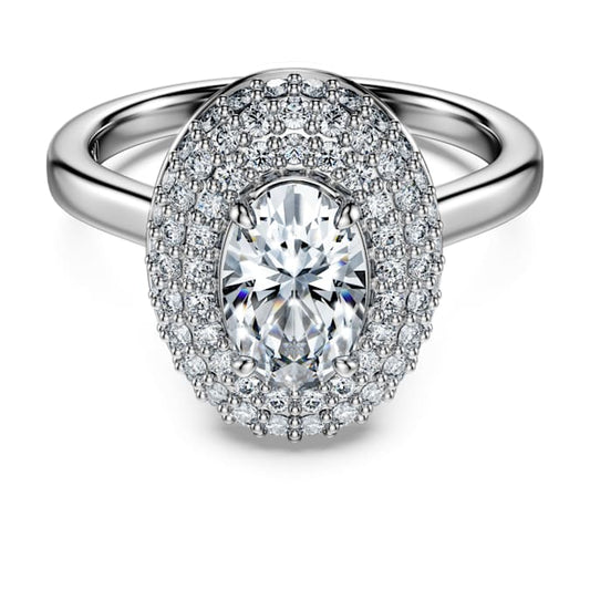 Eternity halo solitaire ring Lab-grown diamonds 1.5 ct tw, Mixed shapes, 14K white gold