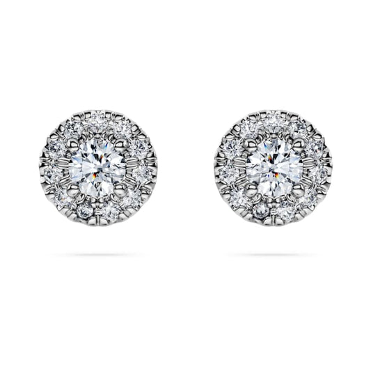 Eternity halo stud earrings Lab-grown diamonds 0.45 ct tw, Round shape, Sterling silver