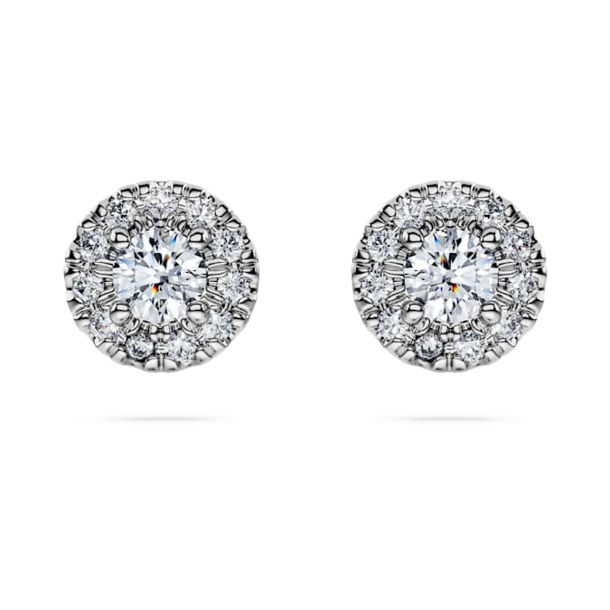 Eternity halo stud earrings Lab-grown diamonds 0.45 ct tw, Round shape, Sterling silver