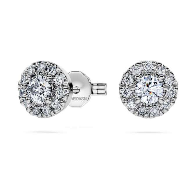 Eternity halo stud earrings Lab-grown diamonds 0.45 ct tw, Round shape, Sterling silver