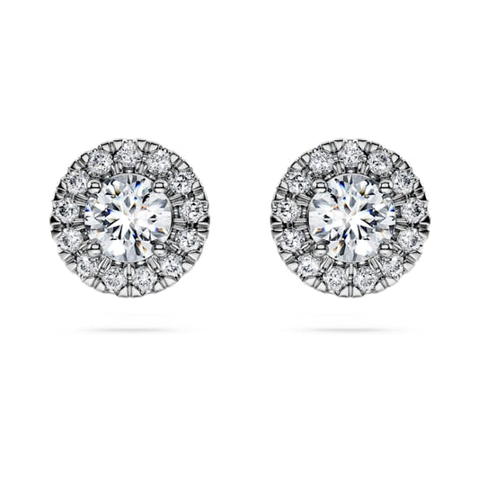 Eternity halo stud earrings Lab-grown diamonds 0.75 ct tw, Round shape, 14K white gold