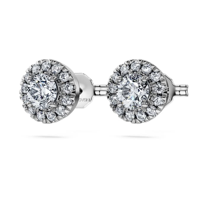 Eternity halo stud earrings Lab-grown diamonds 0.75 ct tw, Round shape, 14K white gold