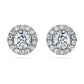 Eternity halo stud earrings Lab-grown diamonds 2 ct tw, Round shape, 14K white gold