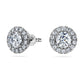 Eternity halo stud earrings Lab-grown diamonds 2 ct tw, Round shape, 14K white gold