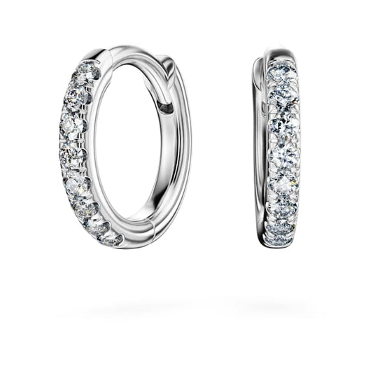 Eternity hoop earrings Lab-grown diamonds 0.1 ct tw, Round shape, Small, 14K white gold