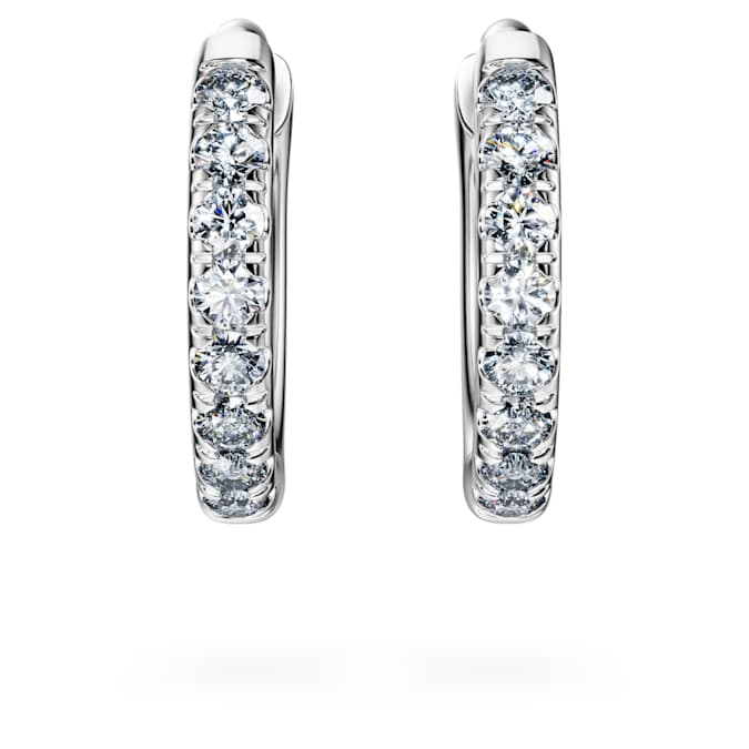 Eternity hoop earrings Lab-grown diamonds 0.1 ct tw, Round shape, Small, 14K white gold