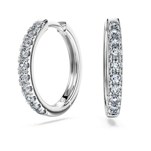 Eternity hoop earrings Lab-grown diamonds 0.5 ct tw, Round shape, Large, 14K white gold