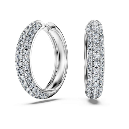 Eternity hoop earrings Lab-grown diamonds 2 ct tw, Round shape, 14K white gold