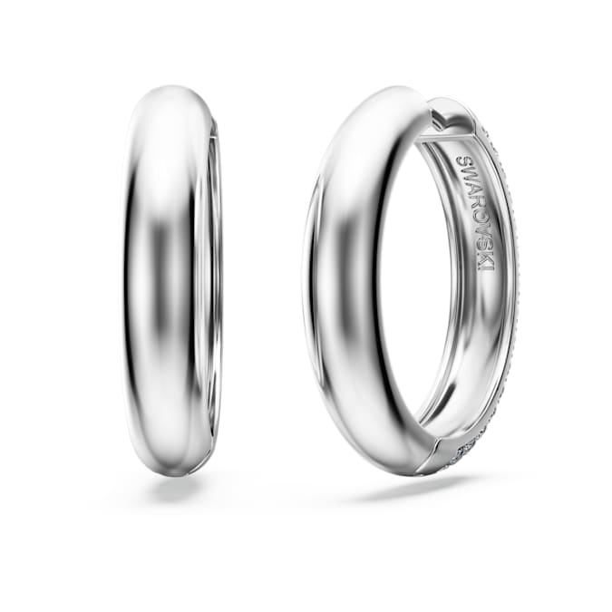 Eternity hoop earrings Lab-grown diamonds 2 ct tw, Round shape, 14K white gold