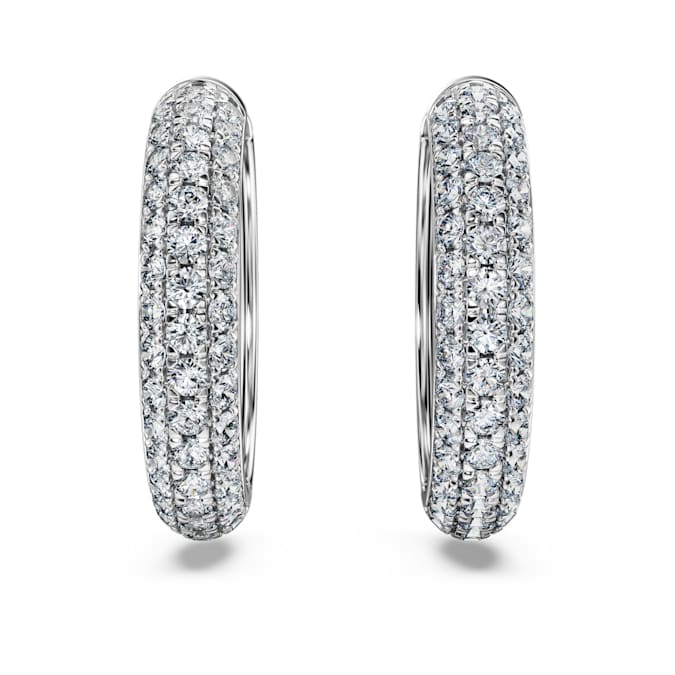 Eternity hoop earrings Lab-grown diamonds 2 ct tw, Round shape, 14K white gold
