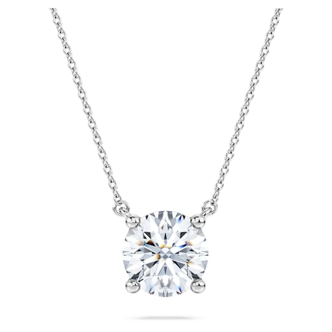 Eternity solitaire pendant Lab-grown diamonds 2 ct tw, Round shape, 14K white gold