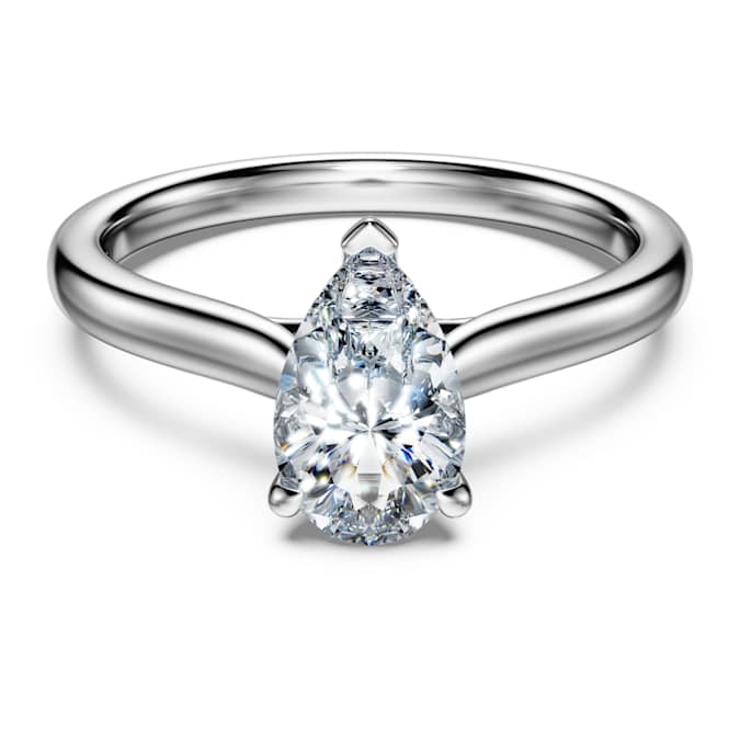 Eternity solitaire ring Lab-grown diamonds 1 ct tw, Pear shape, 14K white gold