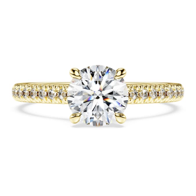 Eternity solitaire ring Lab-grown diamonds 1.2 ct tw, Round shape, 14K yellow gold