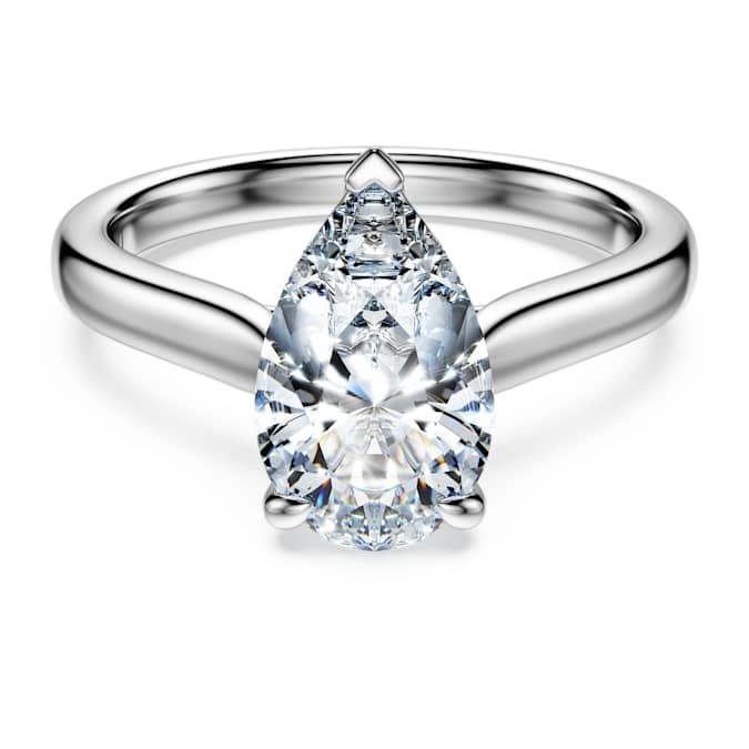 Eternity solitaire ring Lab-grown diamonds 2 ct tw, Pear shape, 14K white gold