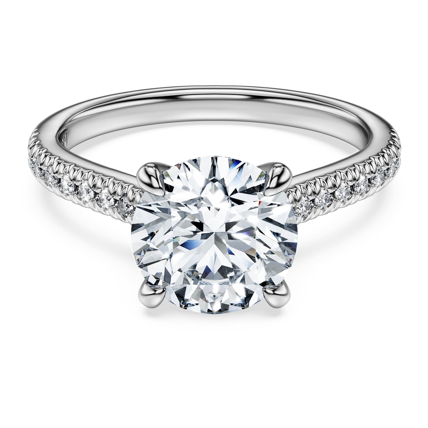 Eternity solitaire ring Lab-grown diamonds 2.2 ct tw, Round shape, 14K white gold