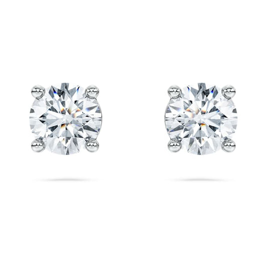 Eternity solitaire stud earrings Lab-grown diamonds 1 ct tw, Round shape, 14K white gold
