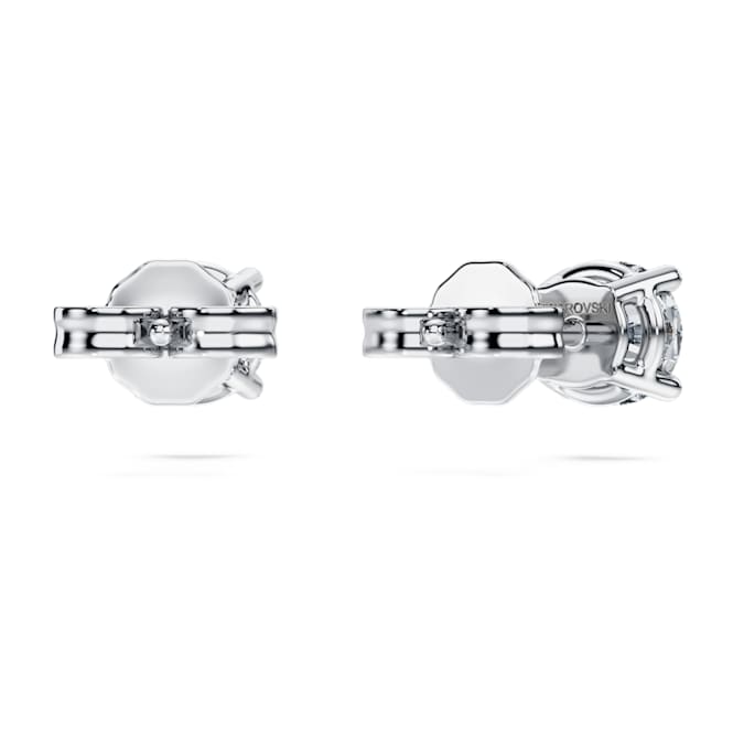 Eternity solitaire stud earrings Lab-grown diamonds 1 ct tw, Round shape, 14K white gold