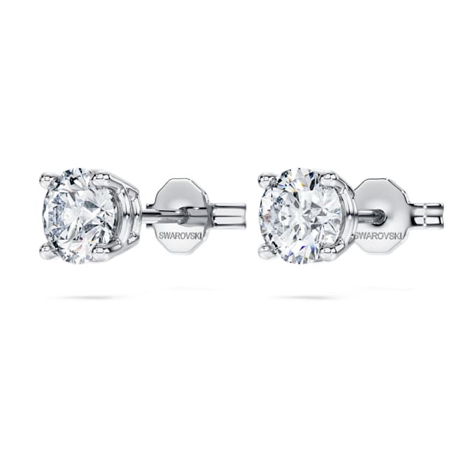 Eternity solitaire stud earrings Lab-grown diamonds 1 ct tw, Round shape, 14K white gold