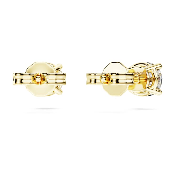 Eternity solitaire stud earrings Lab-grown diamonds 1 ct tw, Round shape, 14K yellow gold