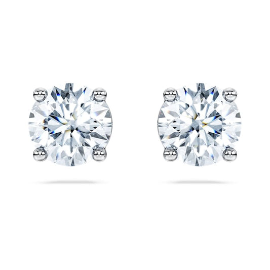 Eternity solitaire stud earrings Lab-grown diamonds 2 ct tw, Round shape, 14K white gold