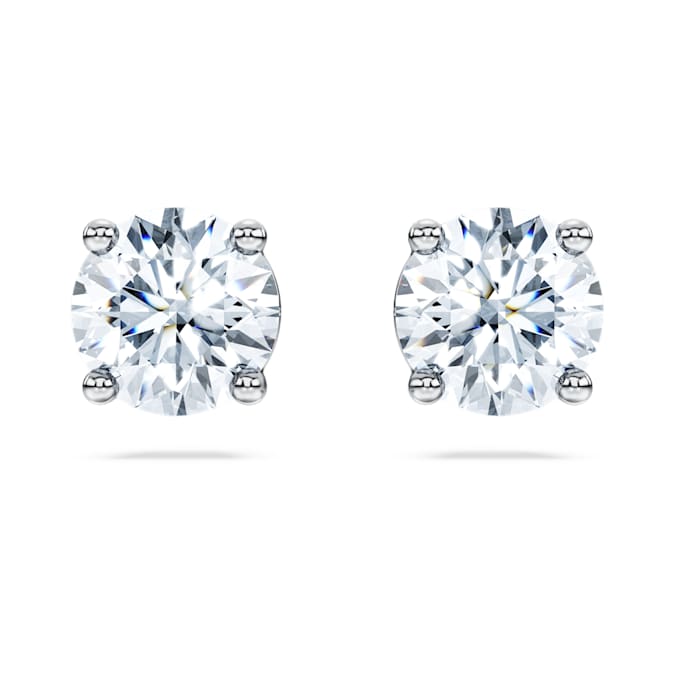 Eternity solitaire stud earrings Lab-grown diamonds 2 ct tw, Round shape, 14K white gold