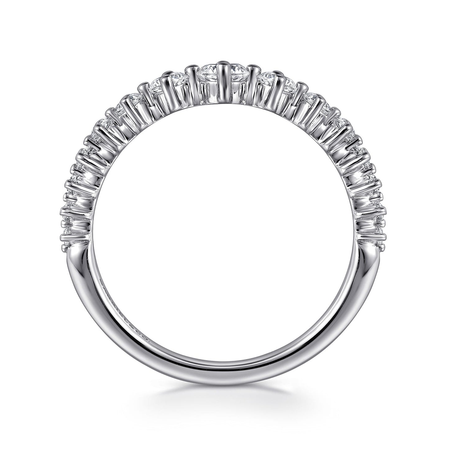 Gabriel & Co. 14K White Gold Graduating Diamond Classic Ladies Ring SZ 6.5 .51CTW