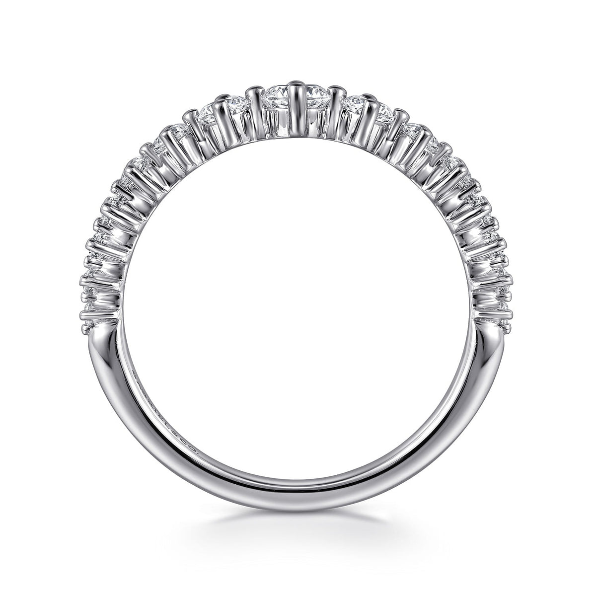 Gabriel & Co. 14K White Gold Graduating Diamond Classic Ladies Ring SZ 6.5 .51CTW