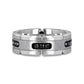 VALOR Grooved Tungsten Ring with Silver Inlay & Black Diamonds - 8mm