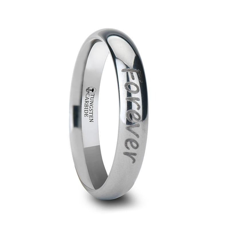 Handwritten Engraved Domed Tungsten Ring Polished - 4mm - 12mm - 6mm