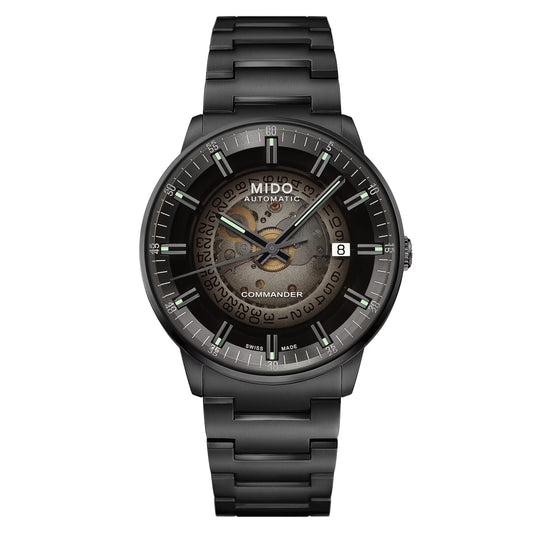 MIDO Commander Gradient Black See-Through Dial - Black PVD Stainless Steel Watch - 40mm
