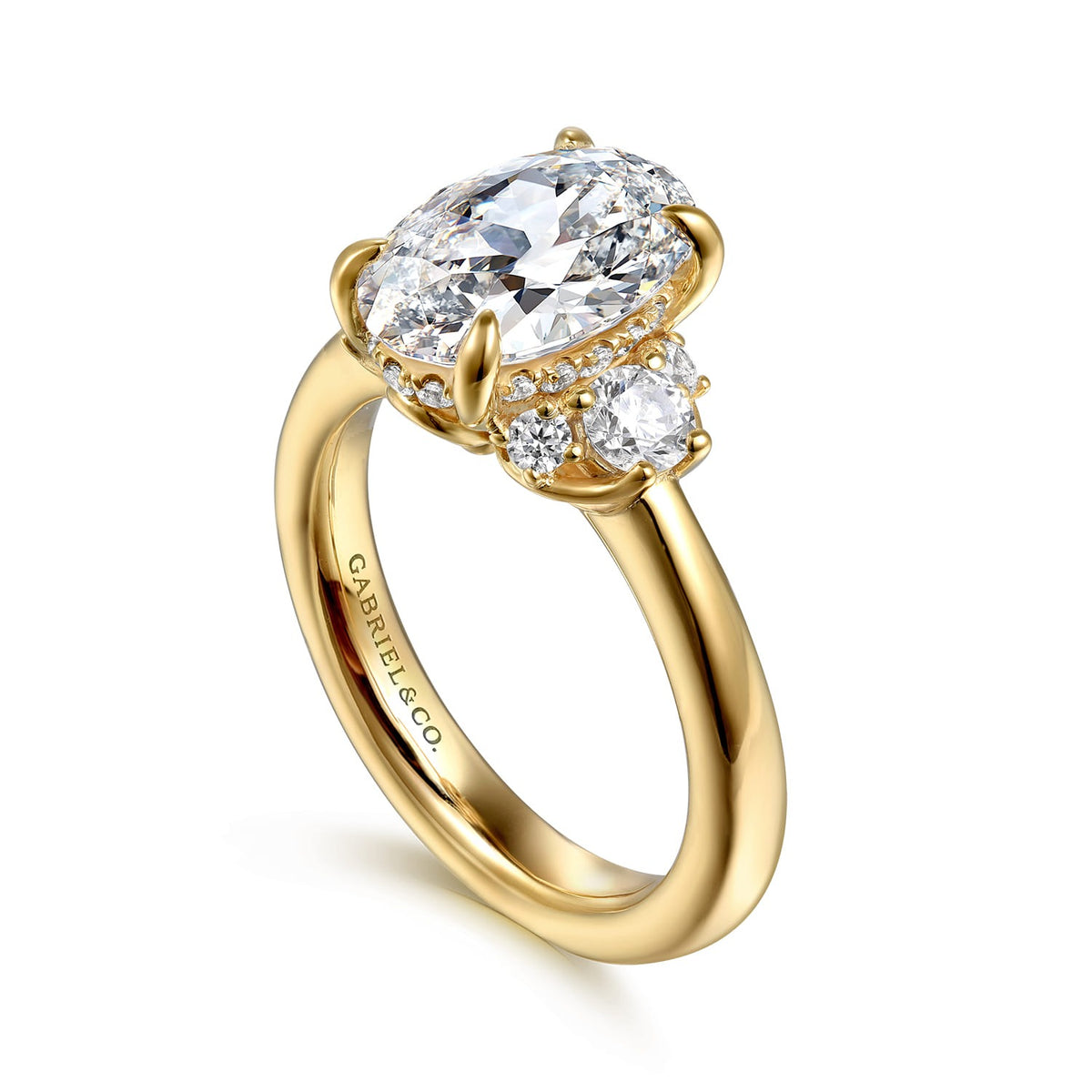 Gabriel & Co. Mattie - 14K Yellow Gold Oval Lotus Diamond Engagement Ring 10.5X7 1/2CTW